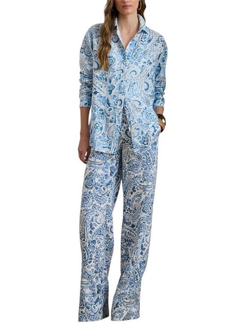 camicia donna fantasia bandana azzurro Ralph Lauren | 200P08926001